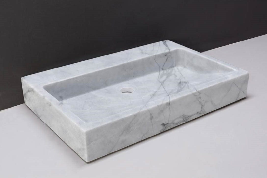 Forzalaqua Palermo Wastafel - Carrara Gepolijst - 60x40x9 cm