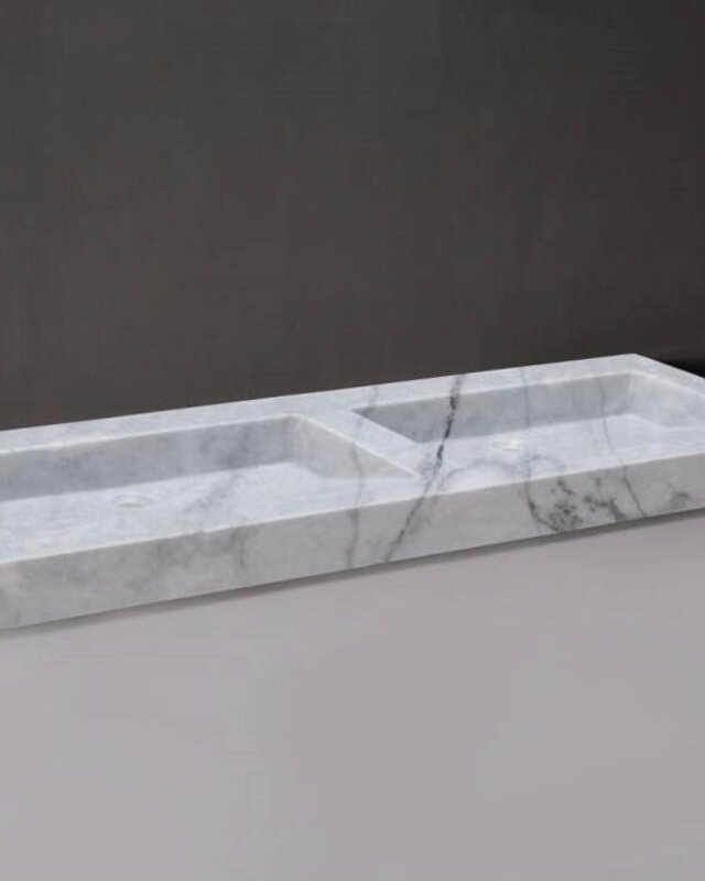 Forzalaqua Palermo Doppio Wastafel - Carrera Gepolijst - 140,5x51,5x9 cm