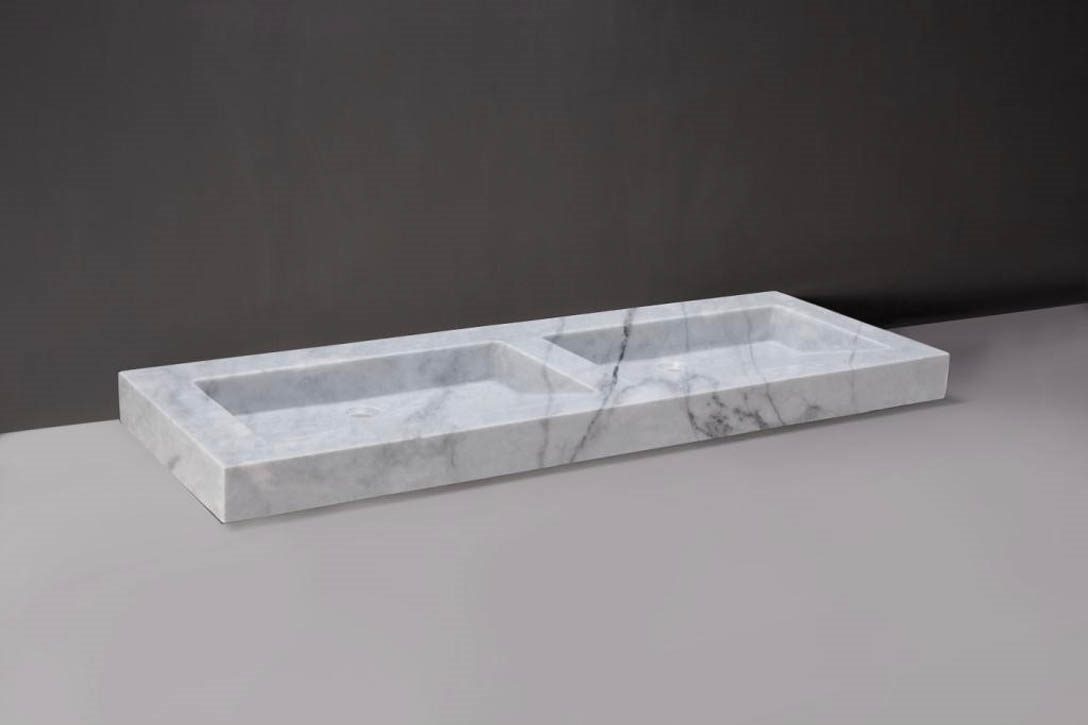 Forzalaqua Palermo Doppio Wastafel - Carrera Gepolijst - 140,5x51,5x9 cm