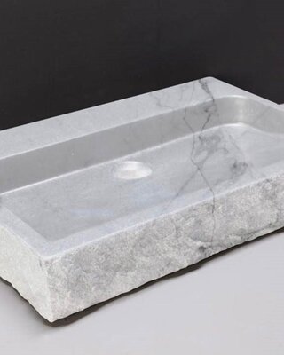 Forzalaqua Palermo Wastafel - Carrara Gepolijst & Gekapt - 80,5x51,5x9 cm