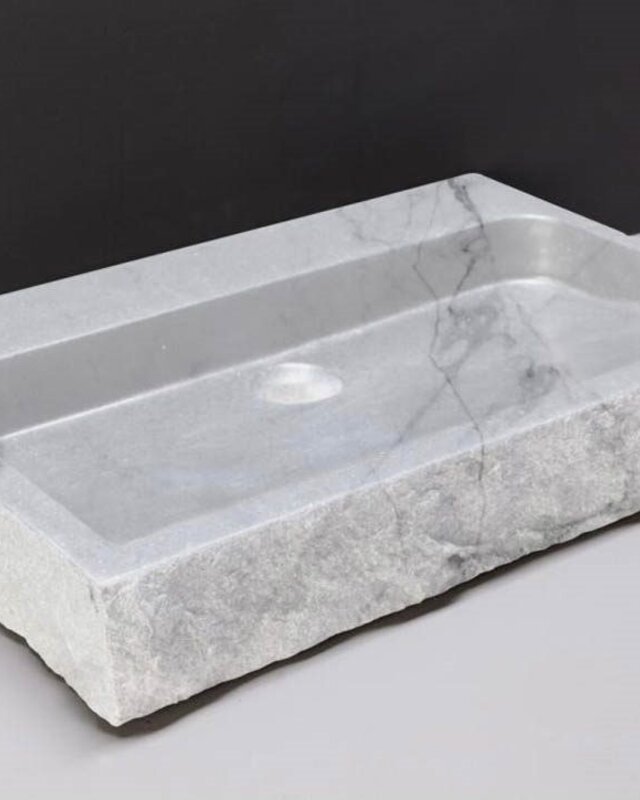 Forzalaqua Palermo Wastafel - Carrara Gepolijst & Gekapt - 80,5x51,5x9 cm