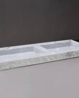 Forzalaqua Palermo Doppio Wastafel - Carrera Gepolijst & Gekapt - 140,5x51,5x9 cm