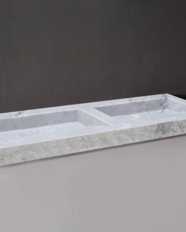 Forzalaqua Palermo Doppio Wastafel - Carrera Gepolijst & Gekapt - 140,5x51,5x9 cm
