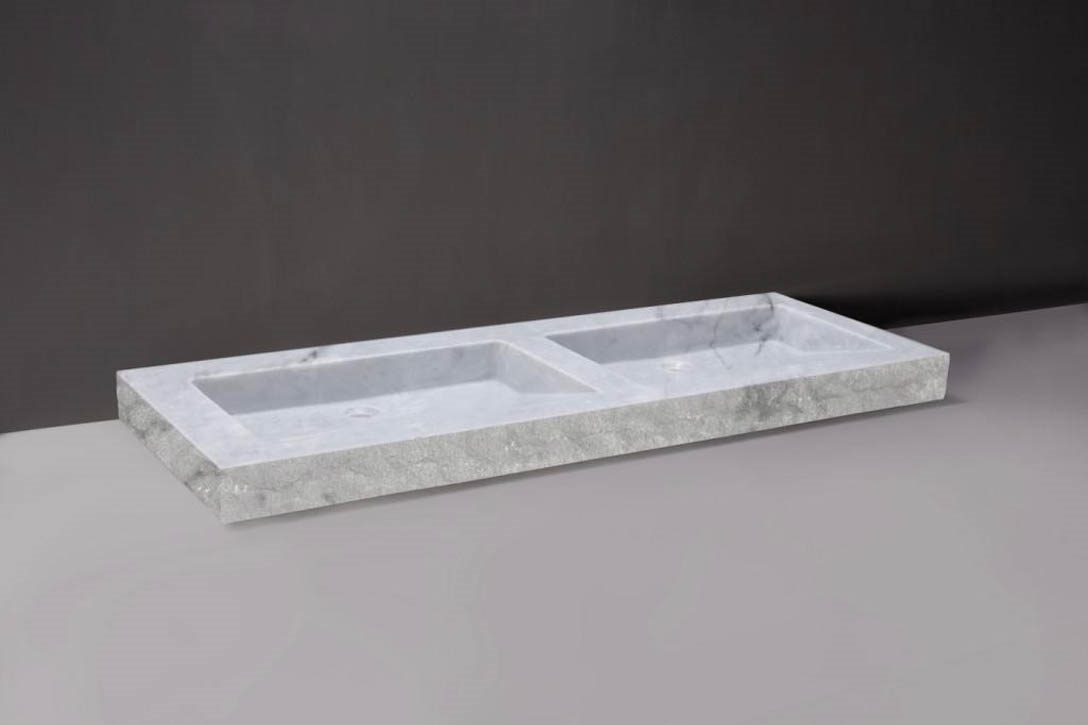 Forzalaqua Palermo Doppio Wastafel - Carrera Gepolijst & Gekapt - 140,5x51,5x9 cm