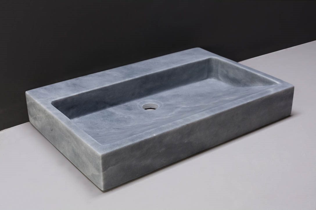 Forzalaqua Palermo Wastafel - Cloudy Marmer Gezoet - 60x40x9 cm