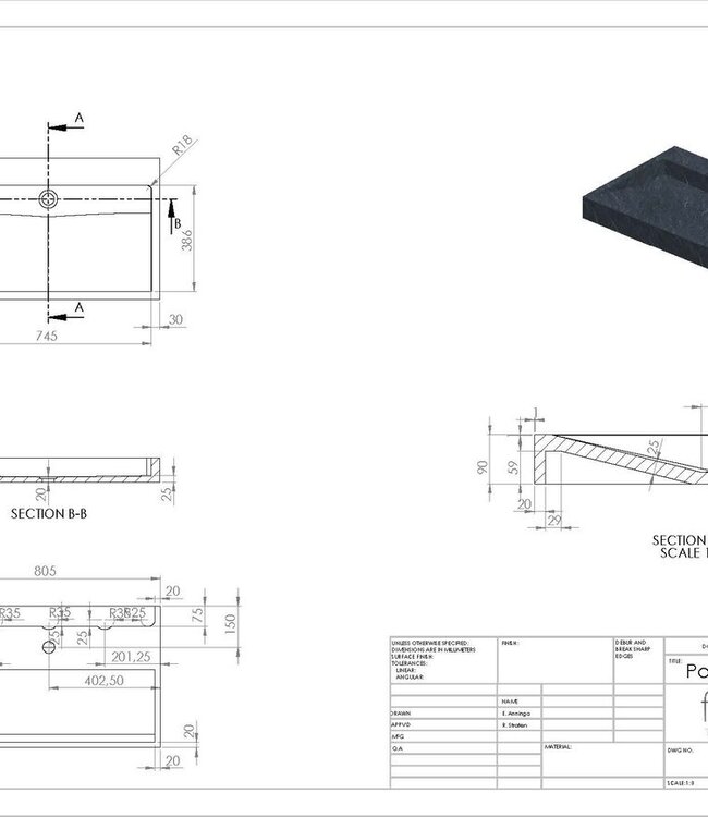 Forzalaqua Palermo Wastafel - Cloudy Marmer Gezoet - 80,5x51,5x9 cm