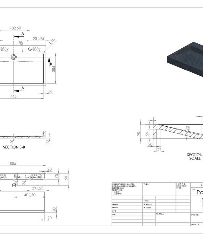Forzalaqua Palermo Wastafel - Cloudy Marmer Gezoet - 80,5x51,5x9 cm
