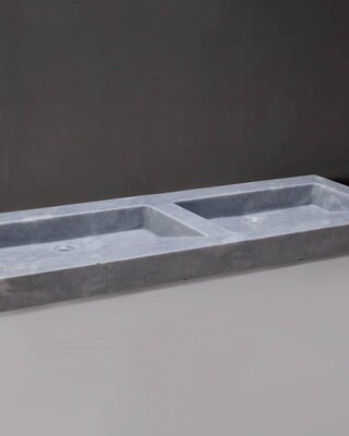 Forzalaqua Palermo Doppio Wastafel - Cloudy Marmer Gezoet - 140,5x51,5x9 cm