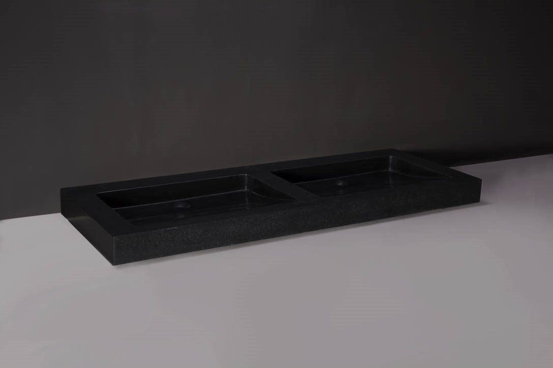Forzalaqua Palermo Doppio Wastafel - Graniet Gezoet - 140,5x51,5x9 cm