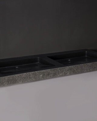 Forzalaqua Palermo Doppio Wastafel - Graniet Gezoet & Gebrand- 140,5x51,5x9 cm