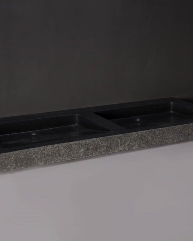 Forzalaqua Palermo Doppio Wastafel - Graniet Gezoet & Gebrand- 140,5x51,5x9 cm