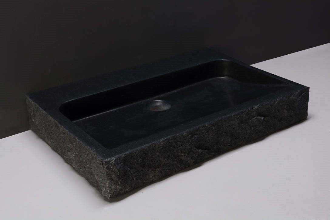 Forzalaqua Palermo Wastafel - Graniet Gezoet & Gekapt - 80,5x51,5x9 cm