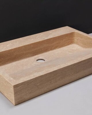 Forzalaqua Palermo Wastafel - Travertin Gezoet - 60x40x9 cm