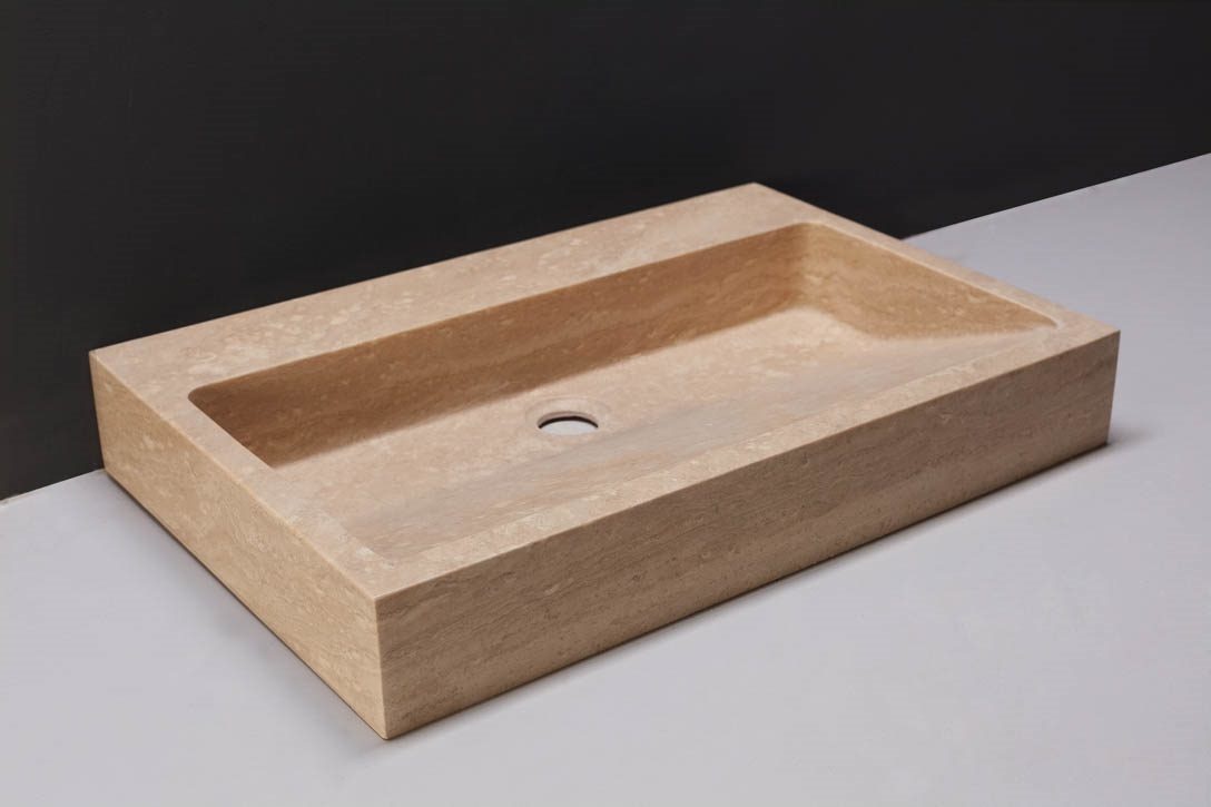 Forzalaqua Palermo Wastafel - Travertin Gezoet - 60x40x9 cm