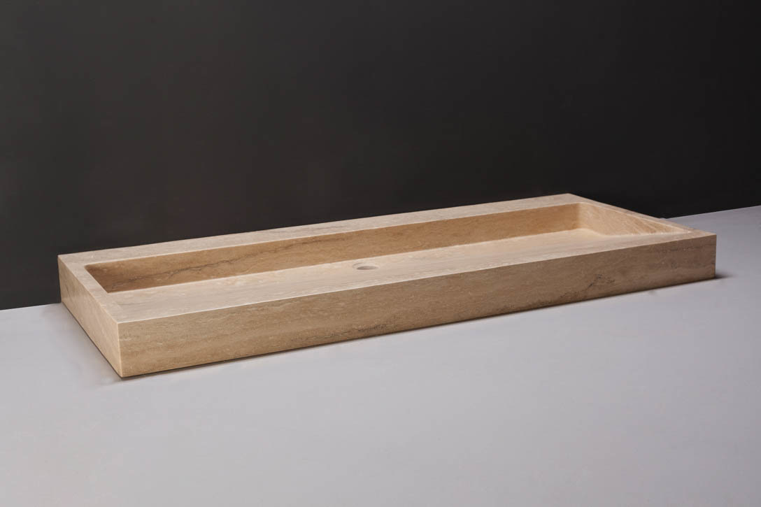 Forzalaqua Palermo Wastafel - Travertin Gezoet - 120,5x51,5x9 cm