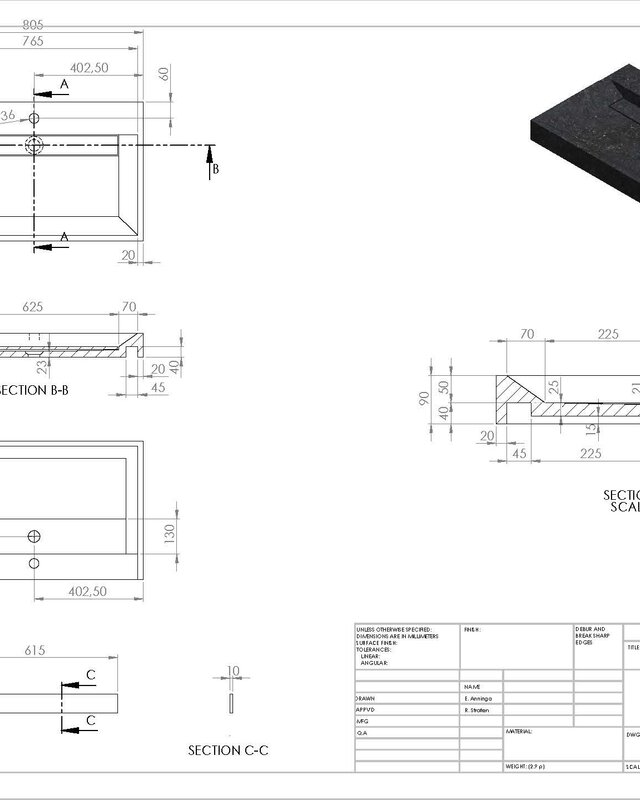 Forzalaqua Bellezza Wastafel - Carrara Gepolijst - 80,5x51,5x9 cm