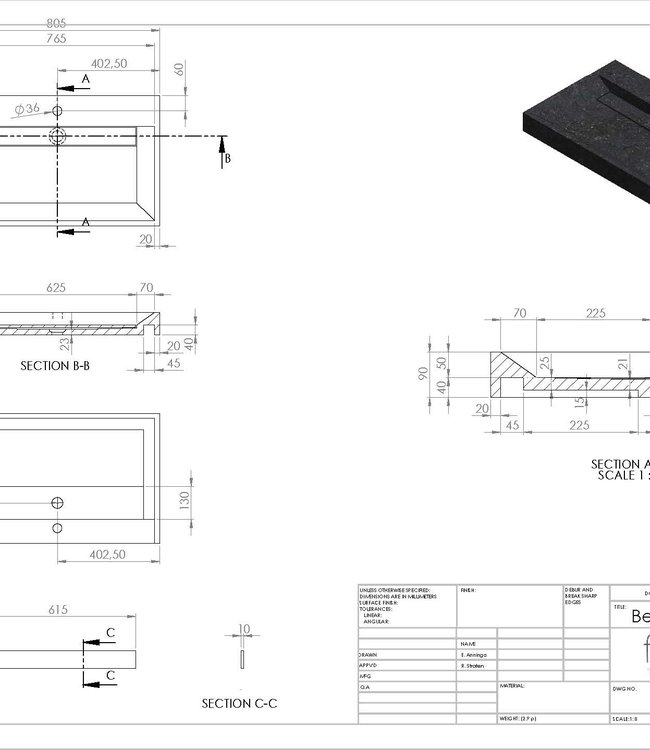 Forzalaqua Bellezza Wastafel - Carrara Gepolijst - 80,5x51,5x9 cm
