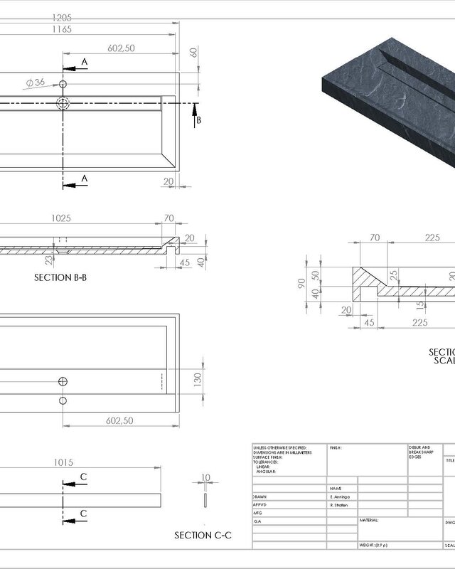 Forzalaqua Bellezza Wastafel - Carrara Gepolijst - 120,5x51,5x9 cm