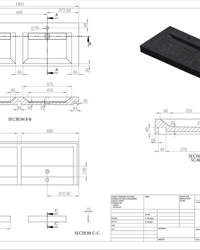 Forzalaqua Bellezza Doppio Wastafel - Carrara Gepolijst - 140,5x51,5x9 cm