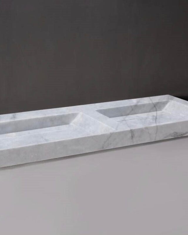 Forzalaqua Bellezza Doppio Wastafel - Carrara Gepolijst - 140,5x51,5x9 cm