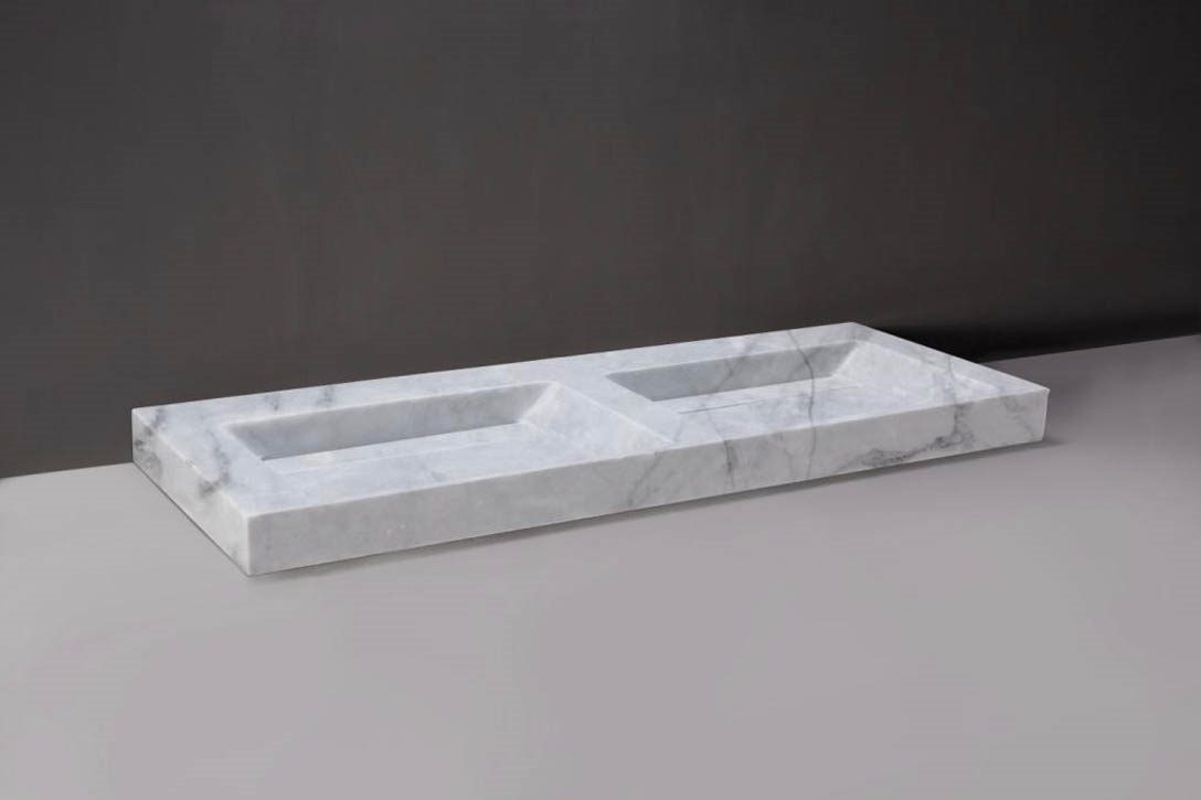 Forzalaqua Bellezza Doppio Wastafel - Carrara Gepolijst - 140,5x51,5x9 cm