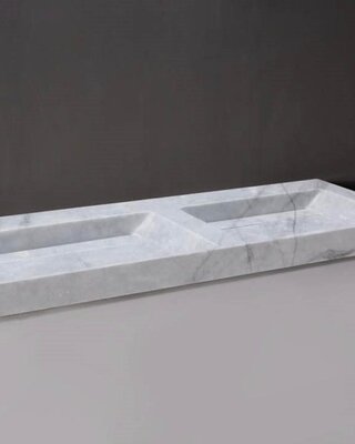Forzalaqua Bellezza Doppio Wastafel - Carrara Gepolijst - 160,5x51,5x9 cm