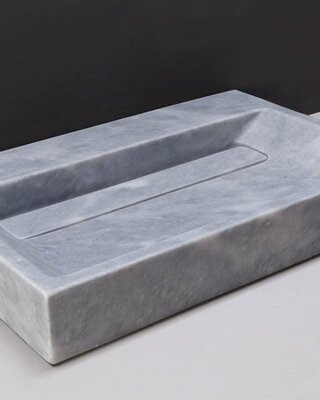 Forzalaqua Bellezza Wastafel - Cloudy Marmer Gezoet - 60x40x9 cm