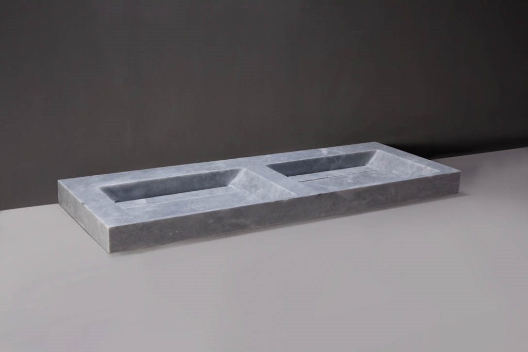 Forzalaqua Bellezza Doppio Wastafel - Cloudy Marmer Gezoet - 140,5x80,5x9 cm