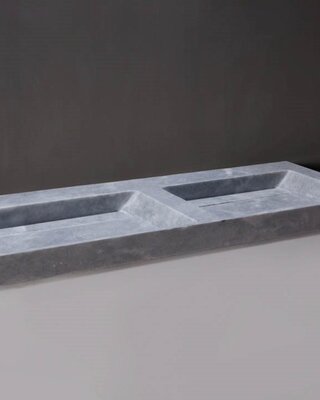 Forzalaqua Bellezza Doppio Wastafel - Cloudy Marmer Gezoet - 160,5x51,5x9 cm