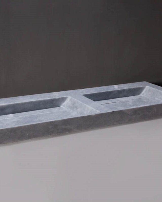 Forzalaqua Bellezza Doppio Wastafel - Cloudy Marmer Gezoet - 160,5x51,5x9 cm