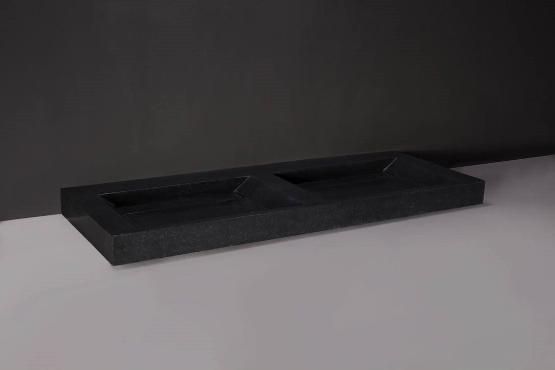 Forzalaqua Bellezza Doppio Wastafel - Graniet Gezoet - 140,5x51,5x9 cm