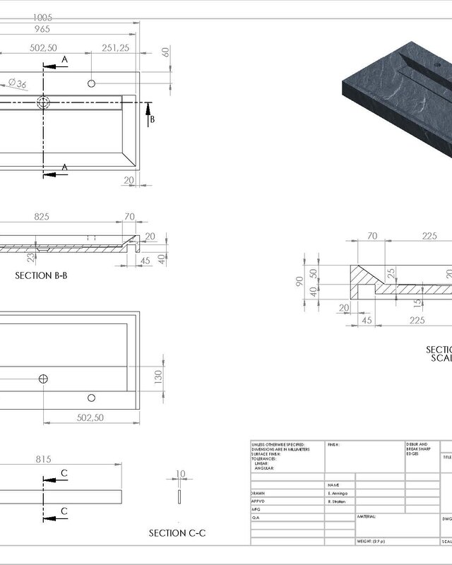 Forzalaqua Bellezza Wastafel - Travertin Gezoet - 100,5x51,5x9 cm
