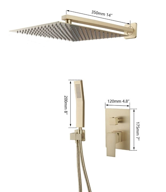 Rene Houtman Inbouw Douche - Geborsteld Goud