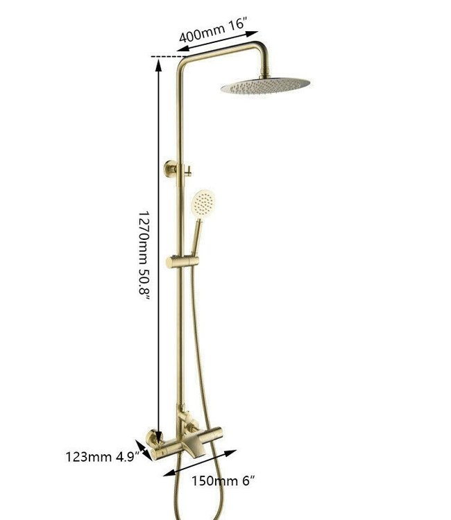 Rene Houtman Thermostatische Douche - Mat Goud