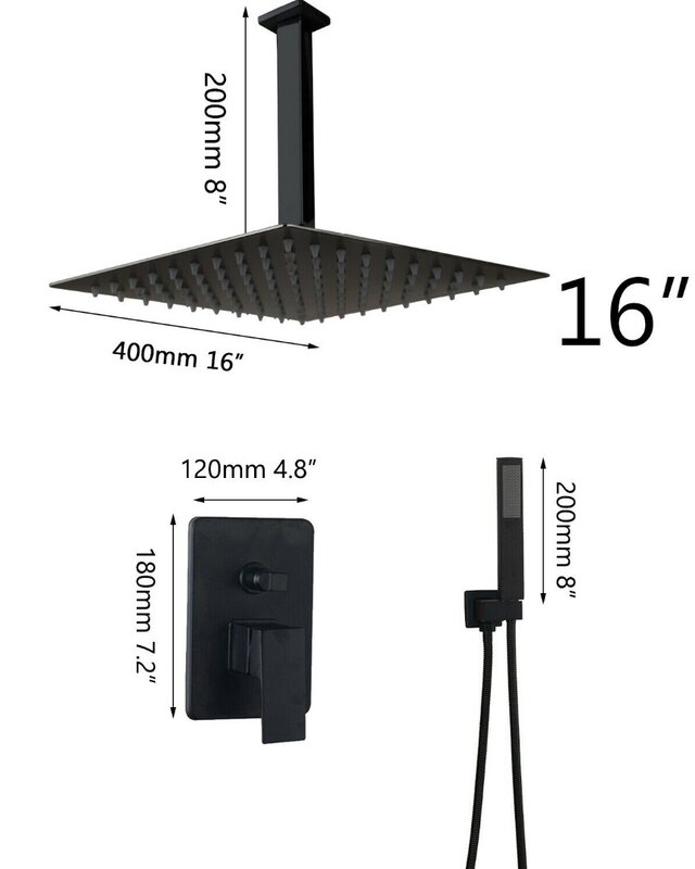 Rene Houtman Plafond Douche - Zwart