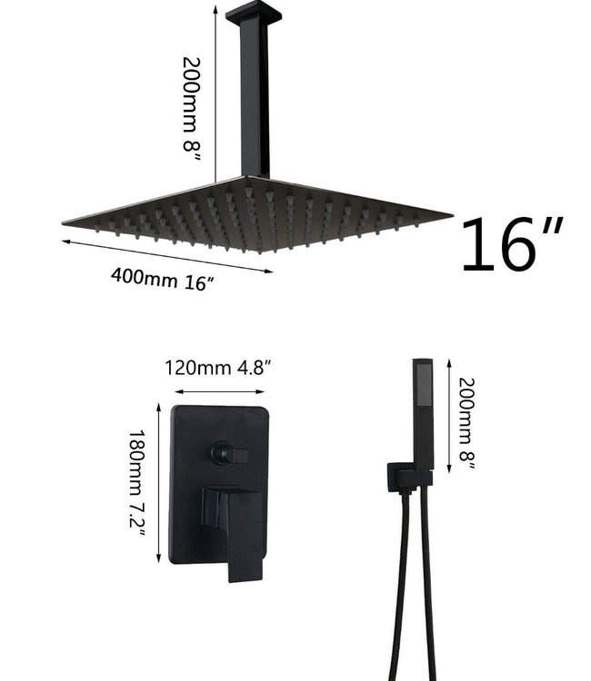 Rene Houtman Plafond Douche - Zwart