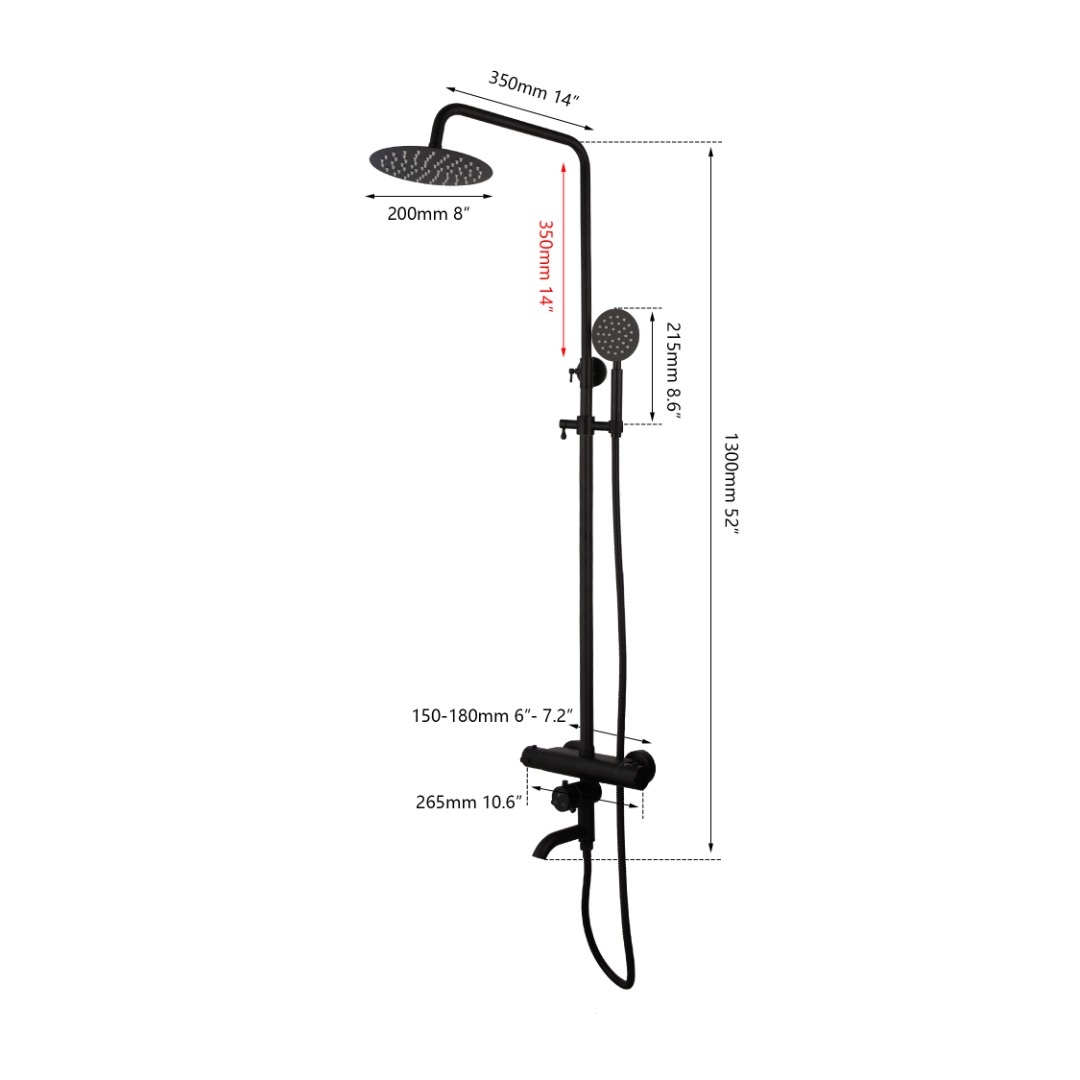 Rene Houtman Thermostatische Doucheset - Zwart