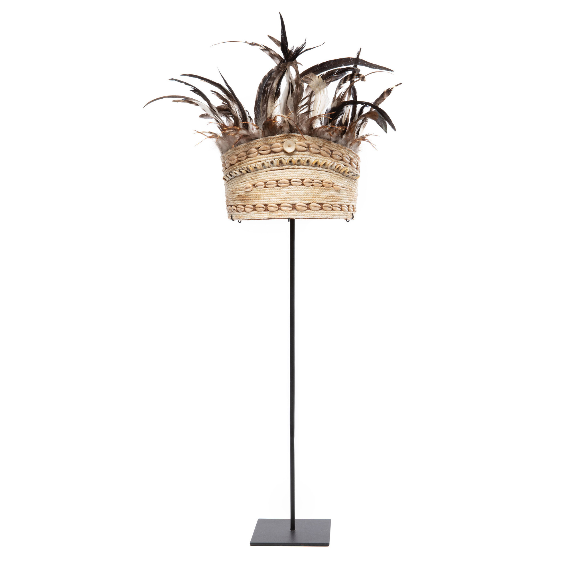 Bazar Bizar The Guinea Feather Hat on Stand - Naturel Zwart