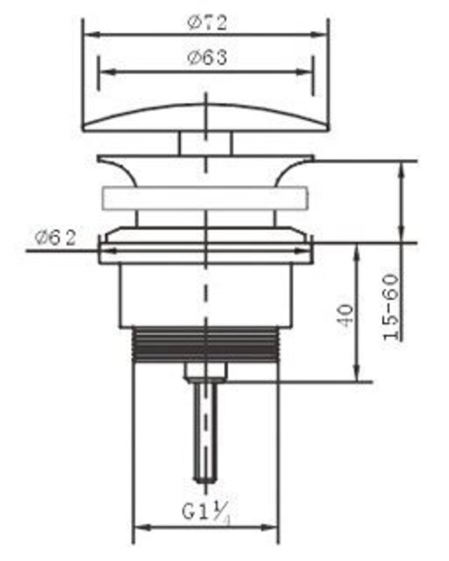 Forzalaqua Altijd Open Afvoerplug - Zwart Staal Gepoedercoat 5/4" - 62 mm