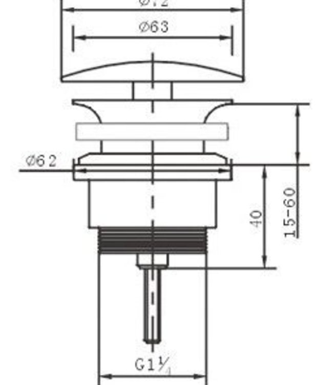 Forzalaqua Altijd Open Afvoerplug - Zwart Staal Gepoedercoat 5/4" - 62 mm
