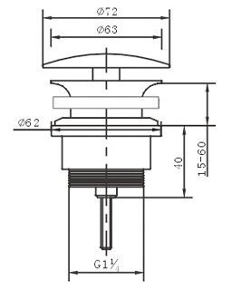 Forzalaqua Altijd Open Afvoerplug - Zwart Staal Gepoedercoat 5/4" - 62 mm