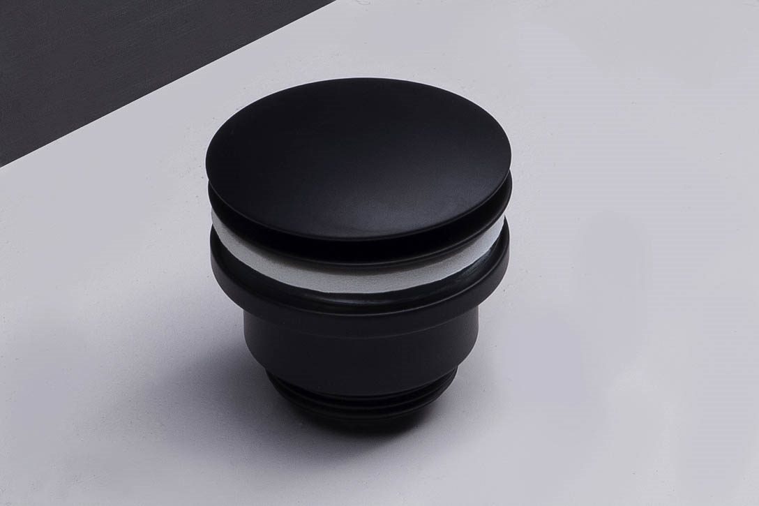 Forzalaqua Push Open Afvoerplug - Zwart straal Gepoedercoat 5/4" - 62 mm