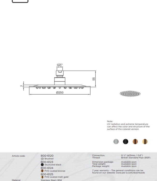 JEE-O Slimline Wand Douche Combinatie 01 | Met Handdouche | Meerdere kleuren