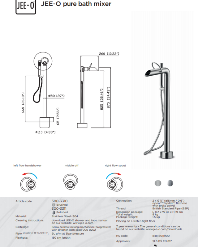 JEE-O Pure Badvuller Met Handdouche - Chroom
