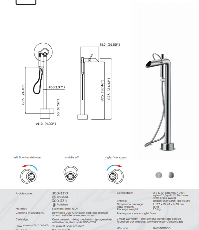 JEE-O Pure Badvuller Met Handdouche - Chroom