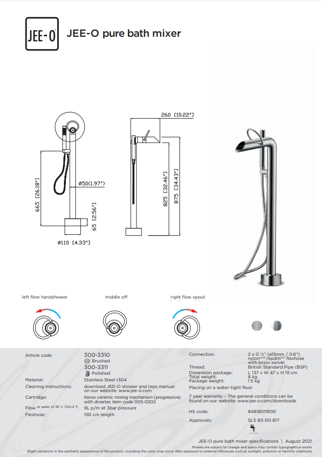 JEE-O Pure Badvuller Met Handdouche - Chroom