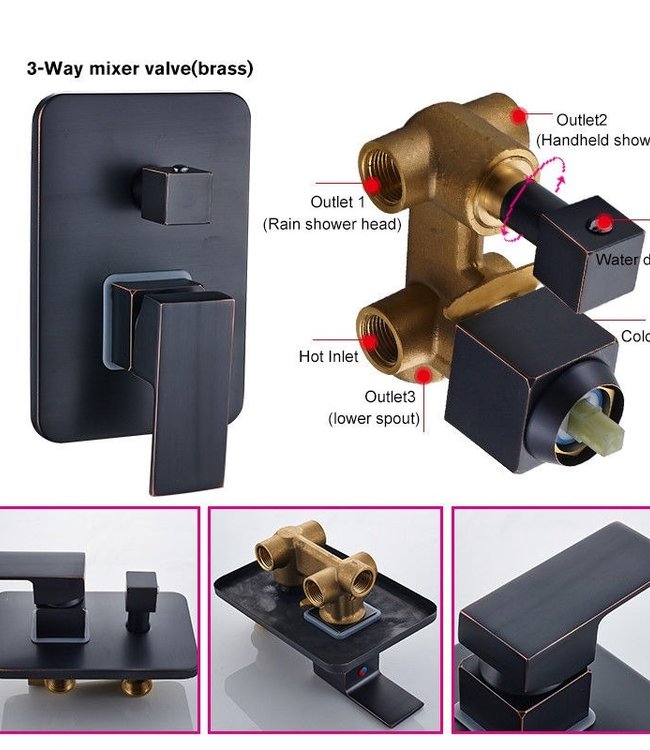 Rene Houtman Olie Bronzen Stortdouche - Met Handdouche