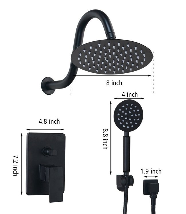 Rene Houtman douche set met handdouche - Zwart