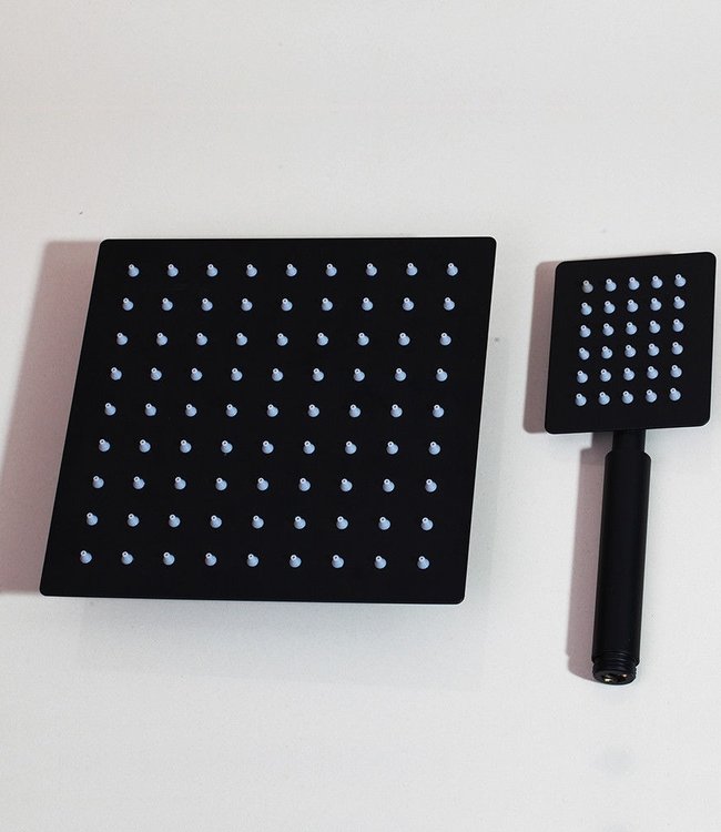 Rene Houtman Inbouwdouche met handdouche - Zwart - Vierkant