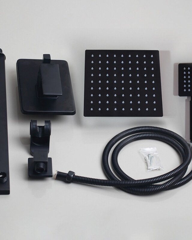 Rene Houtman Inbouwdouche met handdouche - Zwart - Vierkant